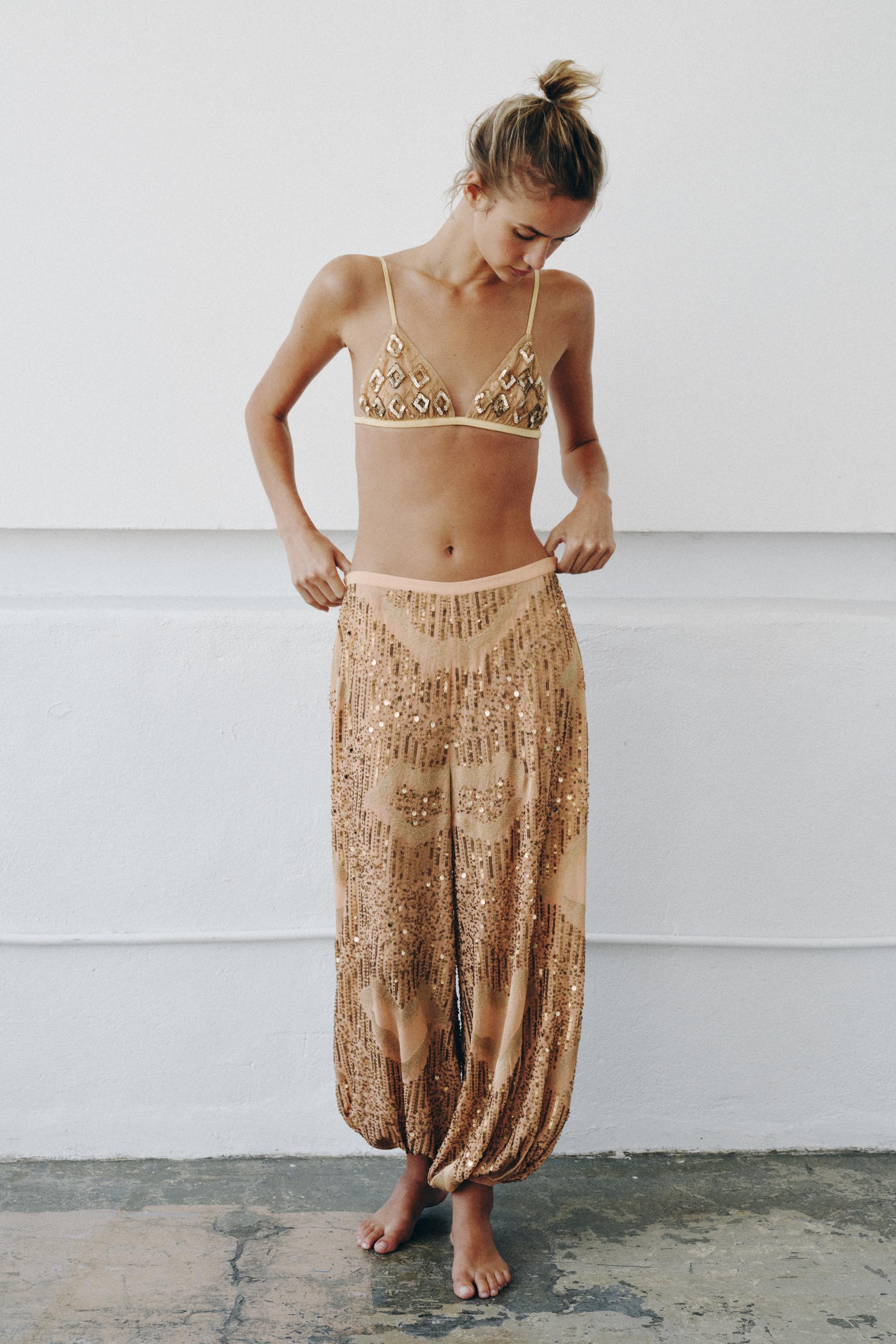 BEADED AND SEQUIN BALLOON PANTS
